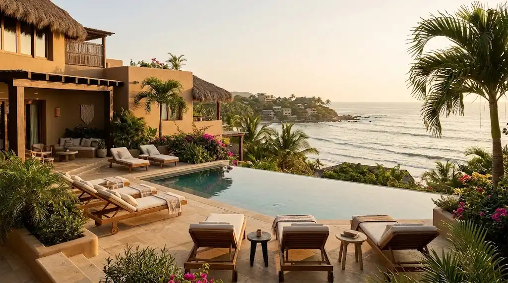 Boutique luxury hotel with pool overlooking the Pacific coast in Sayulita, Mexico