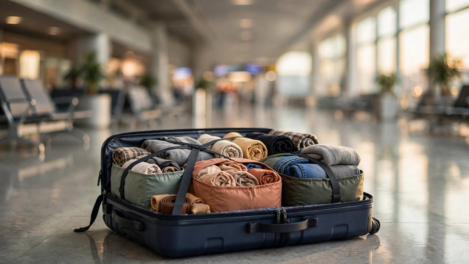 Neatly packed carry-on suitcase showing how to avoid carry-on packing mistakes